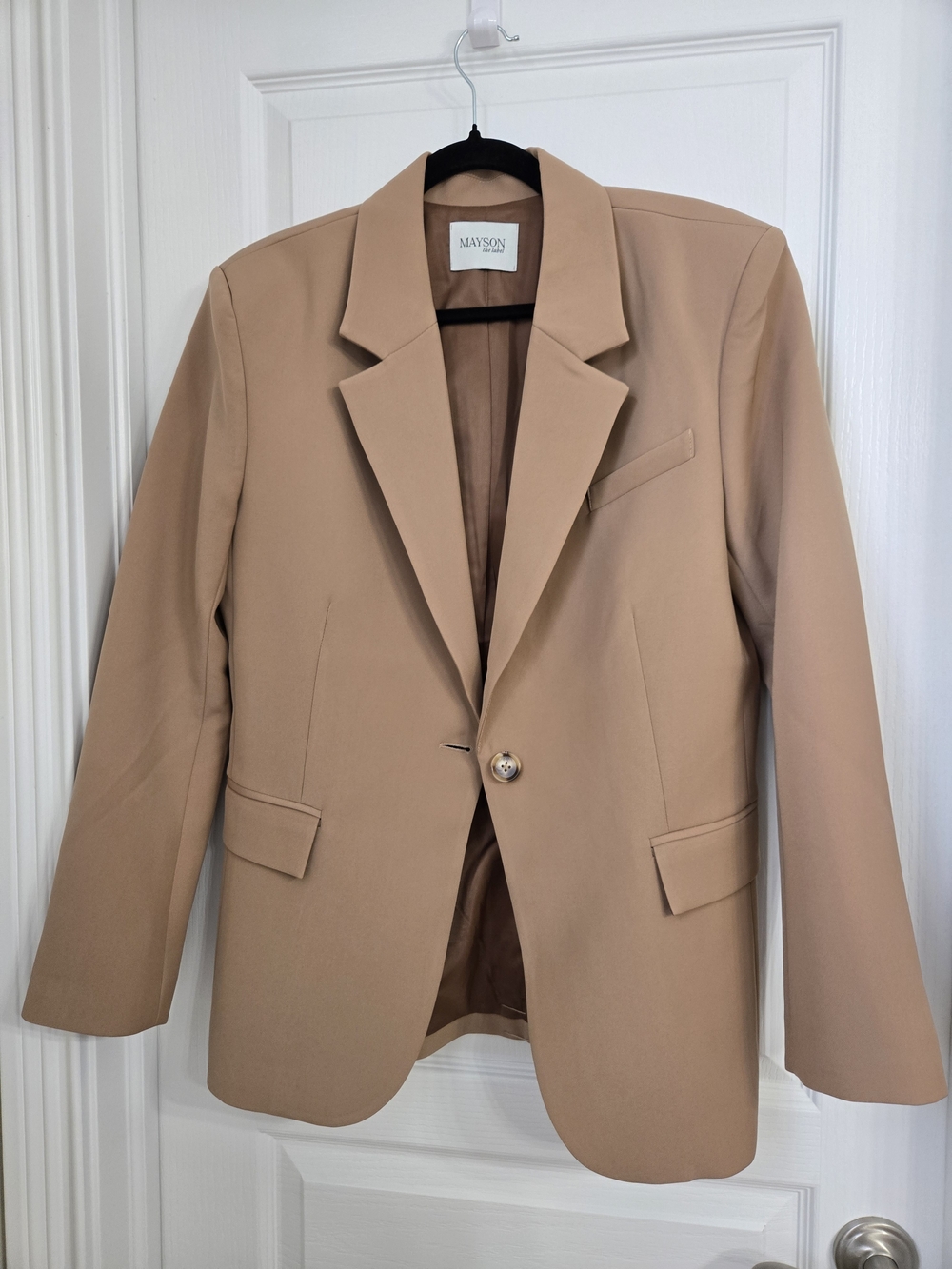Mayson Tailored Camel Single-Button Blazer